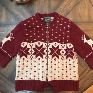 ❄️Woolrich ruby red 3/4 sleeve holiday sweater L
